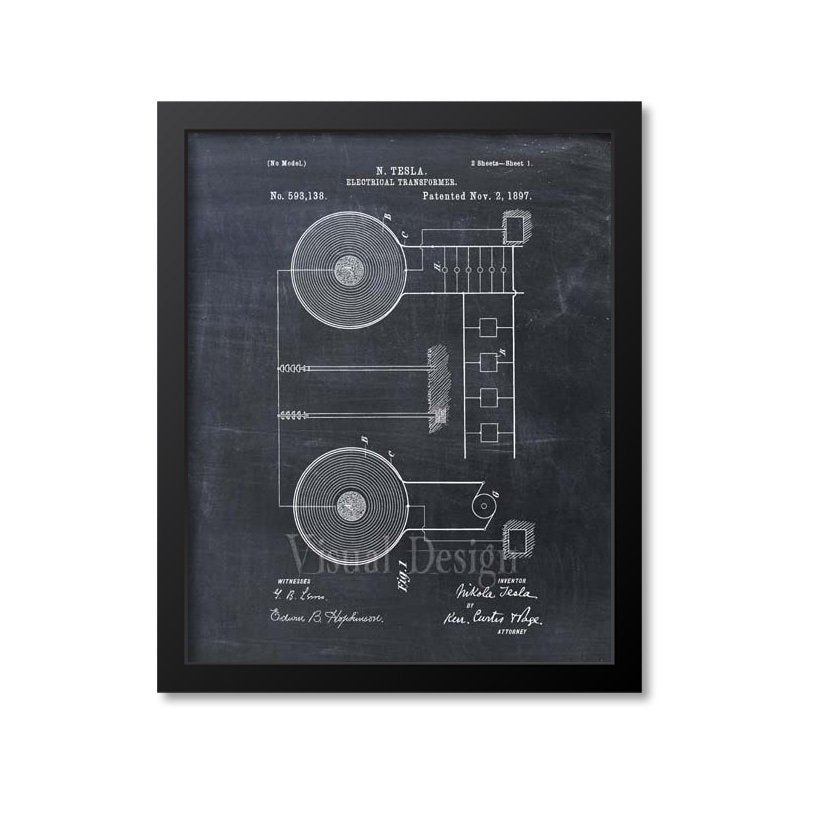 Tesla Electrical Transformer Patent Print – Print A Patent