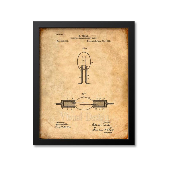 Tesla Incandescent Lamp Patent Print
