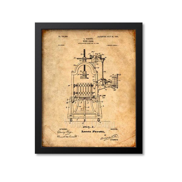 Wine Press Patent Print