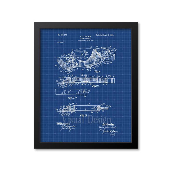 Barber Hair Clipper Patent Print