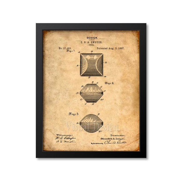 Charcoal Briquette Patent Print