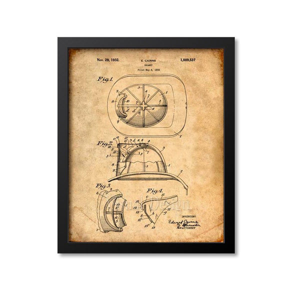 Fire Helmet Patent Print