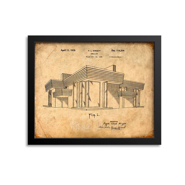 Frank Lloyd Wright House Patent Print