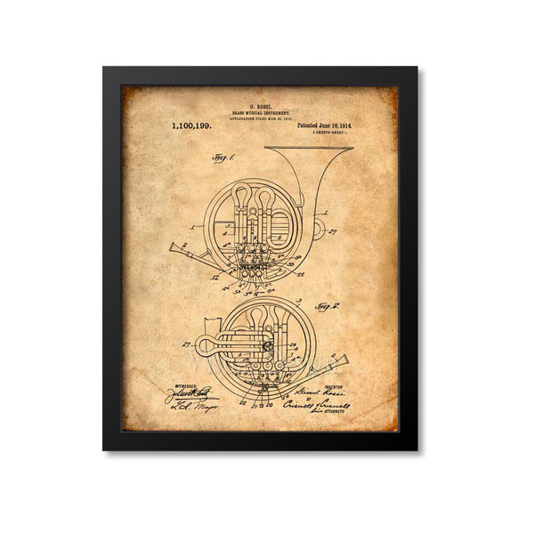 French Horn Patent Print