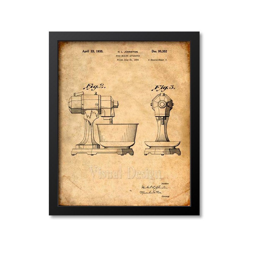 kitchen accessories patent print set of 12, kitchen... Kitchen Mixer Patent Print – Print A Patent