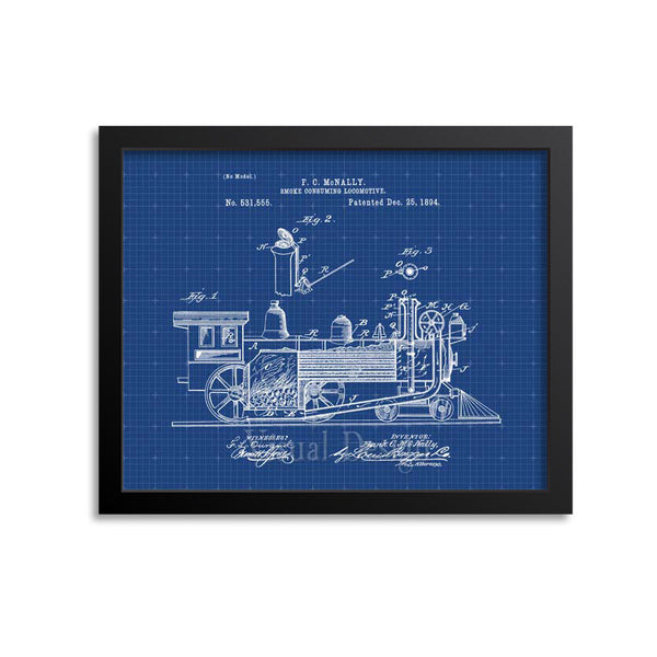 Locomotive Train Engine Patent Print