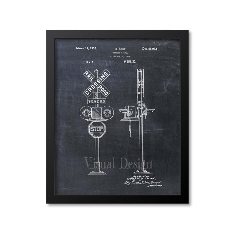 Train Railway Crossing Patent Print