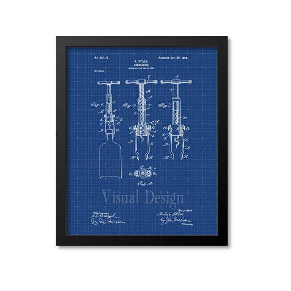 Cork Screw Patent Print