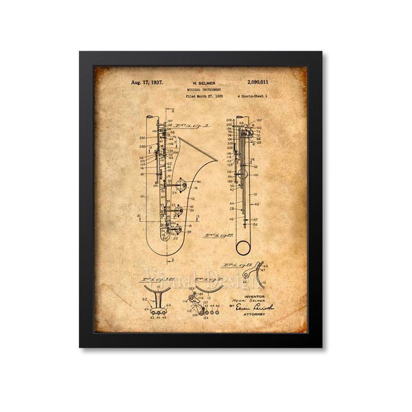 Saxophone Patent Print