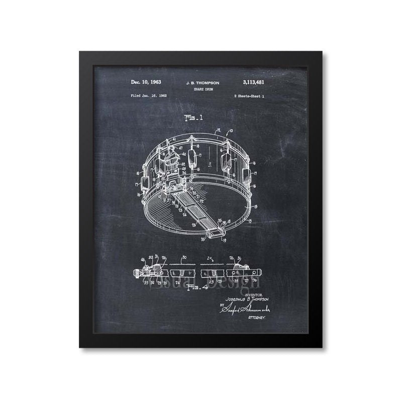 Snare Drum Patent Print