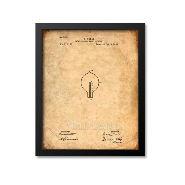 Tesla Light Bulb Patent Print