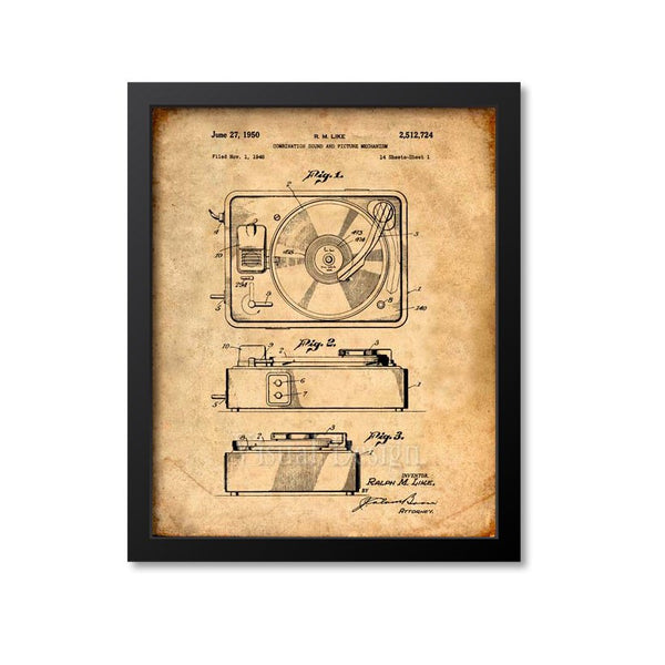 Turntable Record Player Patent Print